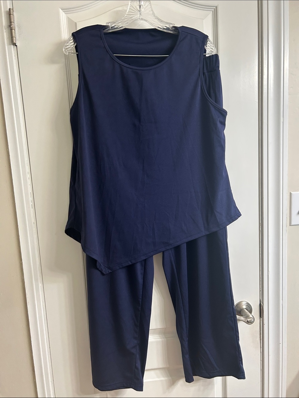 Sleeveless Asymmetric Navy Set